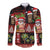 Hawaiian Christmas Long Sleeve Button Shirt - Mele Kalikimaka Island Holiday Vibes - Black Red