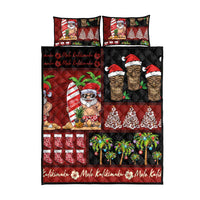 Hawaiian Christmas Quilt Bed Set - Mele Kalikimaka Island Holiday Vibes - Black Red LT03 - Polynesian Pride