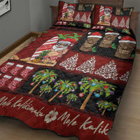 Hawaiian Christmas Quilt Bed Set - Mele Kalikimaka Island Holiday Vibes - Black Red LT03 - Polynesian Pride