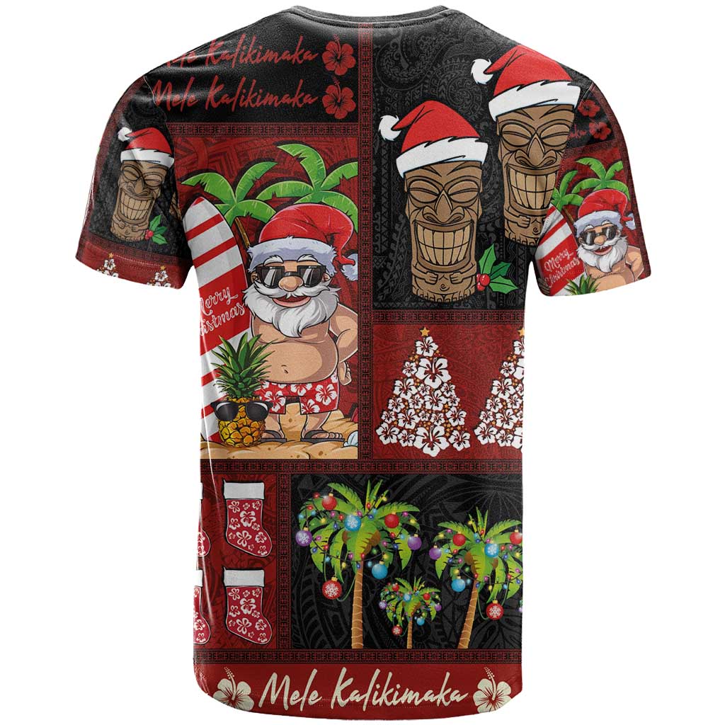 Hawaiian Christmas T Shirt - Mele Kalikimaka Island Holiday Vibes - Black Red LT03 - Polynesian Pride