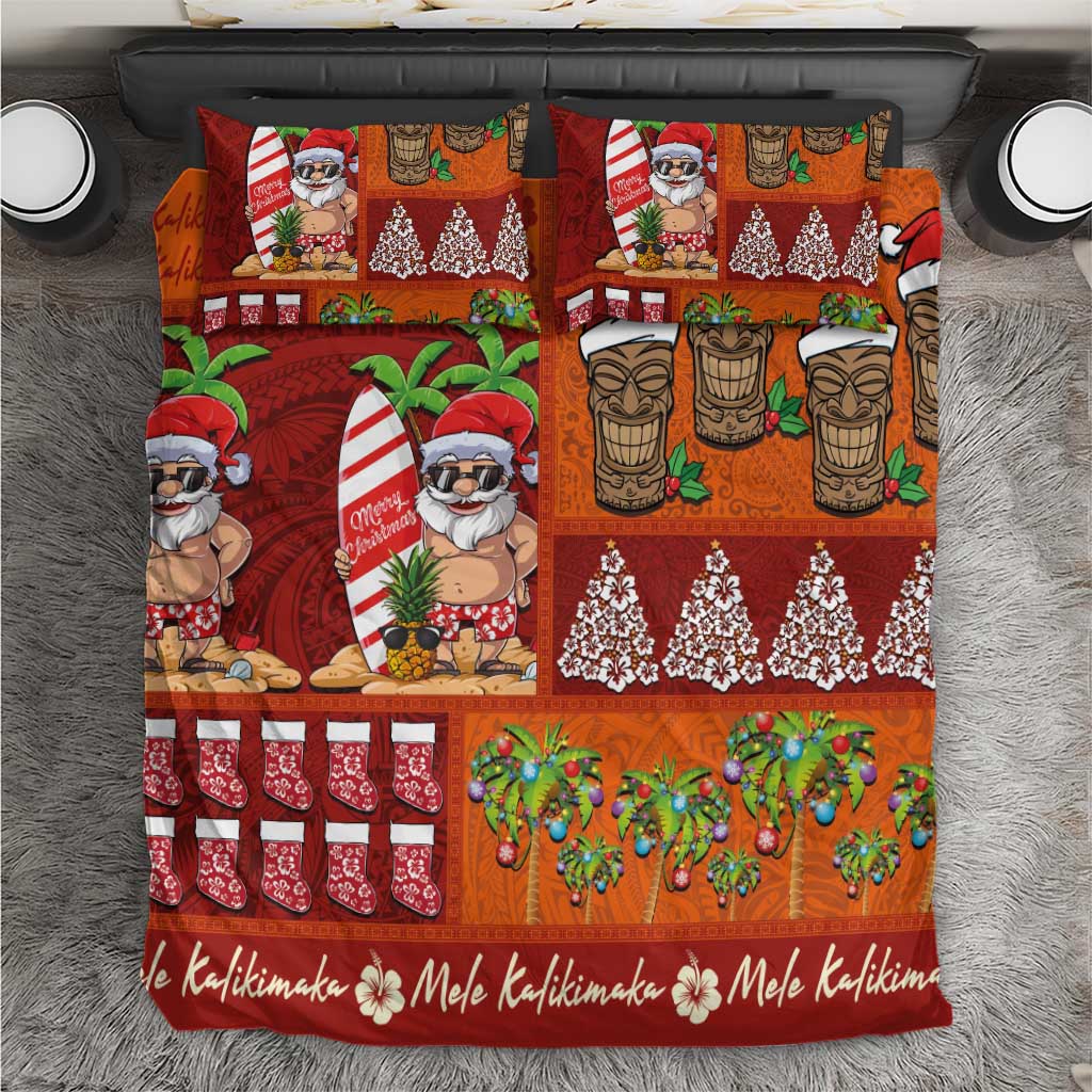Hawaiian Christmas Bedding Set - Mele Kalikimaka Island Holiday Vibes - Red Orange LT03 Red - Orange - Polynesian Pride