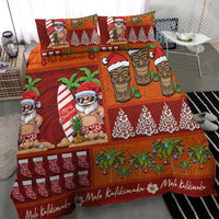 Hawaiian Christmas Bedding Set - Mele Kalikimaka Island Holiday Vibes - Red Orange LT03 - Polynesian Pride