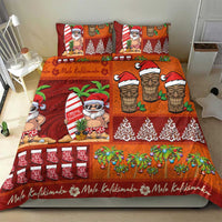 Hawaiian Christmas Bedding Set - Mele Kalikimaka Island Holiday Vibes - Red Orange LT03 - Polynesian Pride