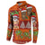 Hawaiian Christmas Button Sweatshirt - Mele Kalikimaka Island Holiday Vibes - Red Orange