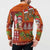 Hawaiian Christmas Button Sweatshirt - Mele Kalikimaka Island Holiday Vibes - Red Orange