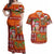 Hawaiian Christmas Couples Matching Off Shoulder Maxi Dress and Hawaiian Shirt - Mele Kalikimaka Island Holiday Vibes - Red Orange