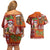 Hawaiian Christmas Couples Matching Off Shoulder Short Dress and Hawaiian Shirt - Mele Kalikimaka Island Holiday Vibes - Red Orange