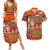 Hawaiian Christmas Couples Matching Summer Maxi Dress and Hawaiian Shirt - Mele Kalikimaka Island Holiday Vibes - Red Orange