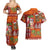 Hawaiian Christmas Couples Matching Summer Maxi Dress and Hawaiian Shirt - Mele Kalikimaka Island Holiday Vibes - Red Orange