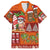 Hawaiian Christmas Family Matching Long Sleeve Bodycon Dress and Hawaiian Shirt - Mele Kalikimaka Island Holiday Vibes - Red Orange