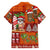 Hawaiian Christmas Family Matching Long Sleeve Bodycon Dress and Hawaiian Shirt - Mele Kalikimaka Island Holiday Vibes - Red Orange