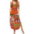 Hawaiian Christmas Family Matching Summer Maxi Dress and Hawaiian Shirt - Mele Kalikimaka Island Holiday Vibes - Red Orange