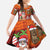 Hawaiian Christmas Kid Short Sleeve Dress - Mele Kalikimaka Island Holiday Vibes - Red Orange