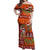 Hawaiian Christmas Off Shoulder Maxi Dress - Mele Kalikimaka Island Holiday Vibes - Red Orange