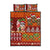 Hawaiian Christmas Quilt Bed Set - Mele Kalikimaka Island Holiday Vibes - Red Orange