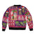 Hawaiian Christmas Bomber Jacket - Mele Kalikimaka Island Holiday Vibes - Pink Purple