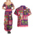 Hawaiian Christmas Couples Matching Summer Maxi Dress and Hawaiian Shirt - Mele Kalikimaka Island Holiday Vibes - Pink Purple