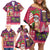 Hawaiian Christmas Family Matching Off Shoulder Short Dress and Hawaiian Shirt - Mele Kalikimaka Island Holiday Vibes - Pink Purple