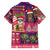 Hawaiian Christmas Family Matching Off Shoulder Short Dress and Hawaiian Shirt - Mele Kalikimaka Island Holiday Vibes - Pink Purple