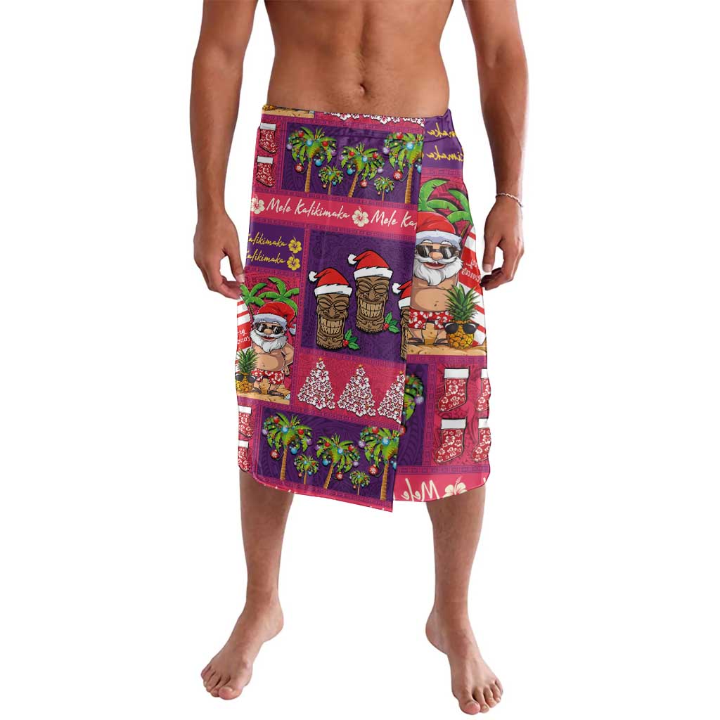 Hawaiian Christmas Lavalava - Mele Kalikimaka Island Holiday Vibes - Pink Purple LT03 Pink - Purple - Polynesian Pride