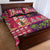 Hawaiian Christmas Quilt Bed Set - Mele Kalikimaka Island Holiday Vibes - Pink Purple