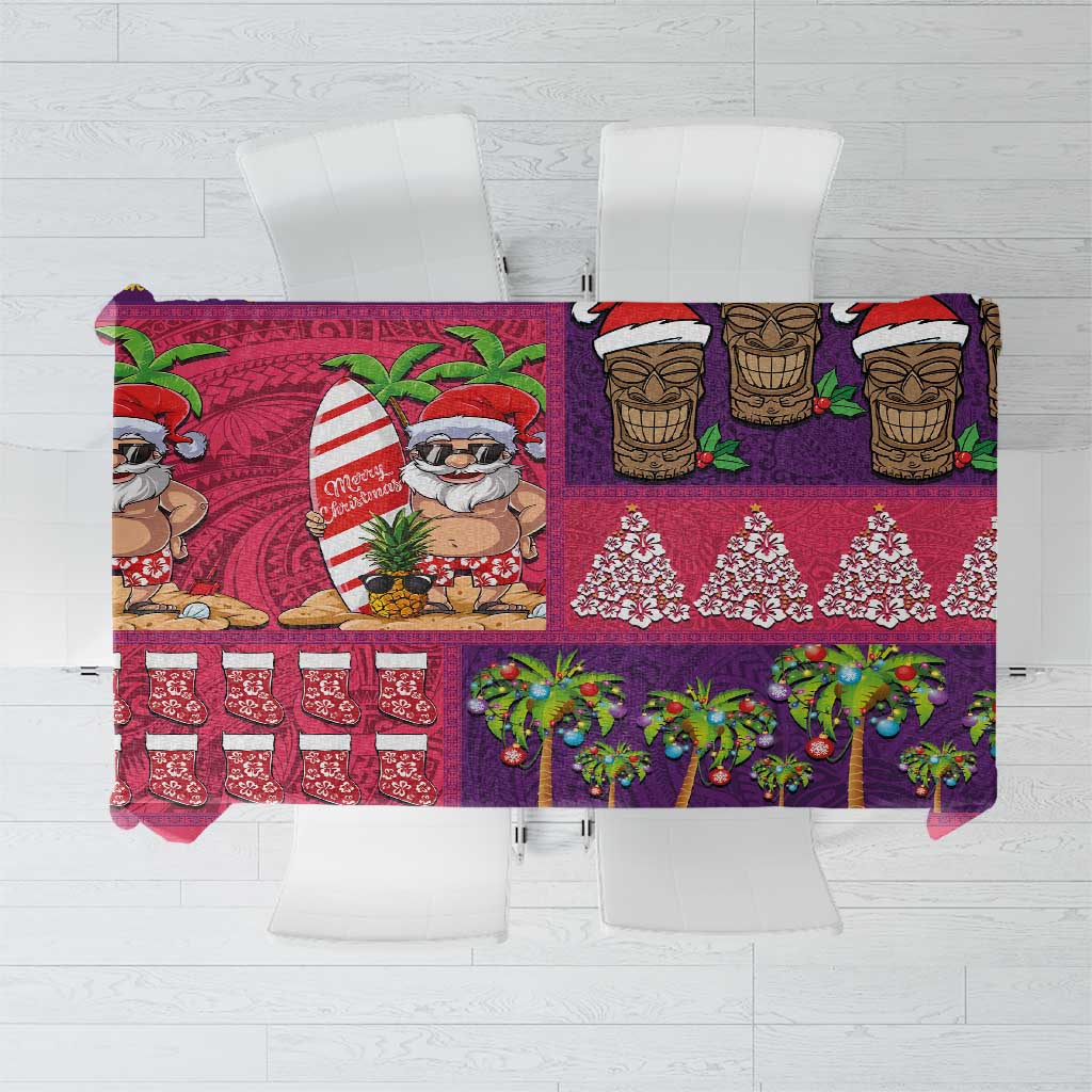 Hawaiian Christmas Tablecloth - Mele Kalikimaka Island Holiday Vibes - Pink Purple