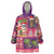 Hawaiian Christmas Wearable Blanket Hoodie - Mele Kalikimaka Island Holiday Vibes - Pink Purple