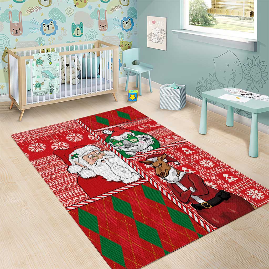 Australian Christmas Area Rug - Santa Koala Kangaroo and Holiday Cheer LT03 - Polynesian Pride