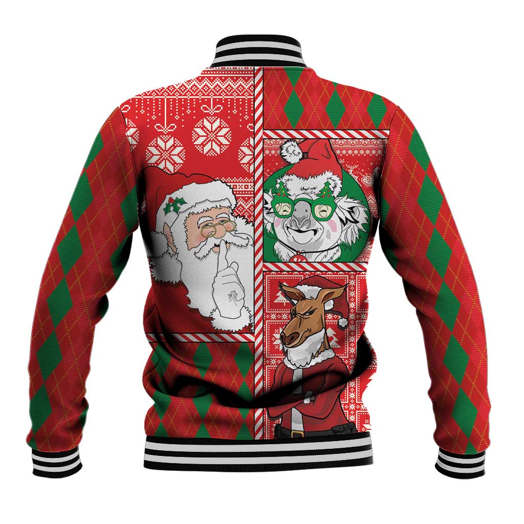 Australian Christmas Baseball Jacket - Santa Koala Kangaroo and Holiday Cheer LT03 - Polynesian Pride
