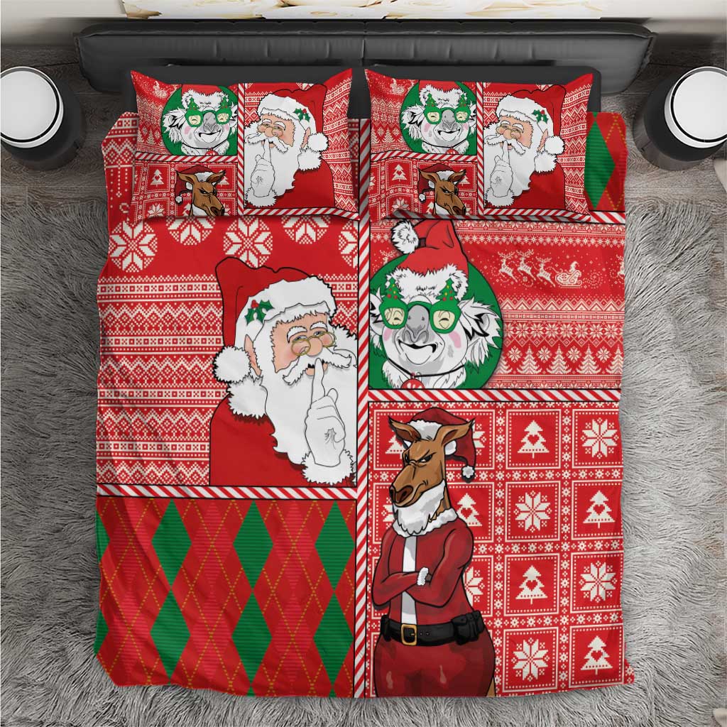 Australian Christmas Bedding Set - Santa Koala Kangaroo and Holiday Cheer LT03 Red - Polynesian Pride