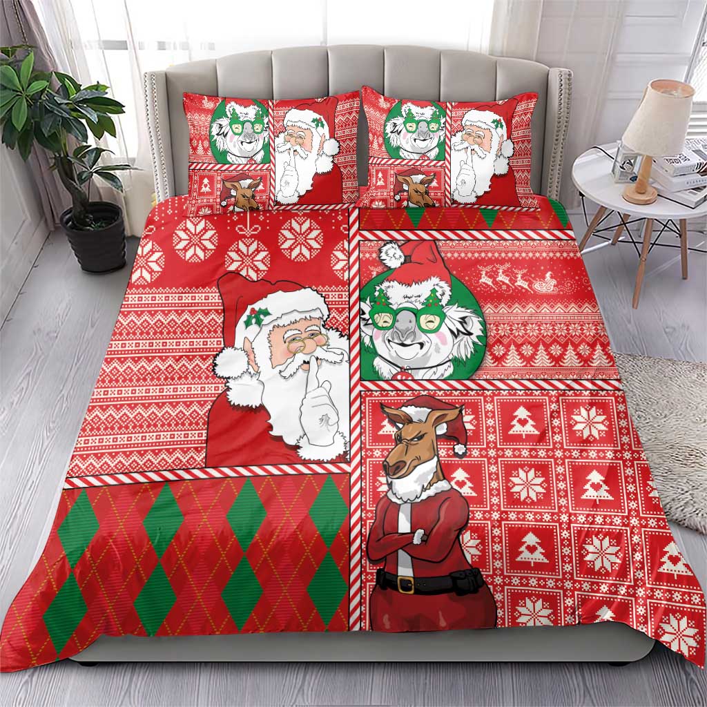 Australian Christmas Bedding Set - Santa Koala Kangaroo and Holiday Cheer LT03 - Polynesian Pride
