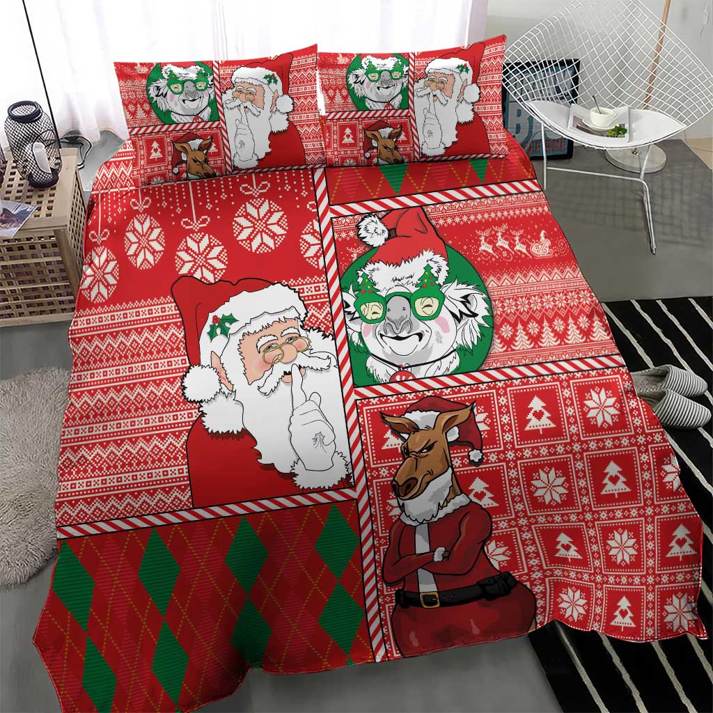 Australian Christmas Bedding Set - Santa Koala Kangaroo and Holiday Cheer LT03 - Polynesian Pride