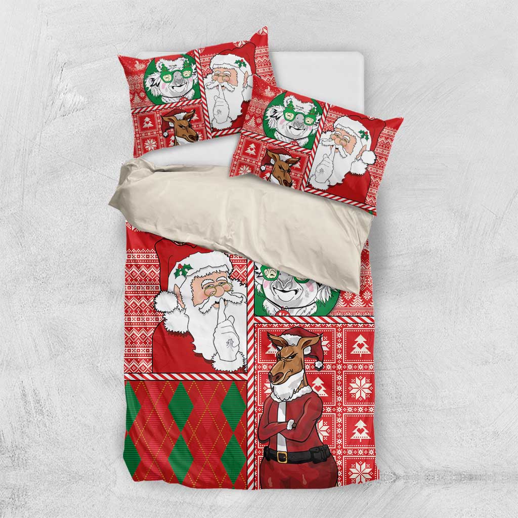 Australian Christmas Bedding Set - Santa Koala Kangaroo and Holiday Cheer LT03 US Twin 172cm x 218cm Red - Polynesian Pride