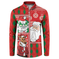 Australian Christmas Button Sweatshirt - Santa Koala Kangaroo and Holiday Cheer LT03 Red - Polynesian Pride