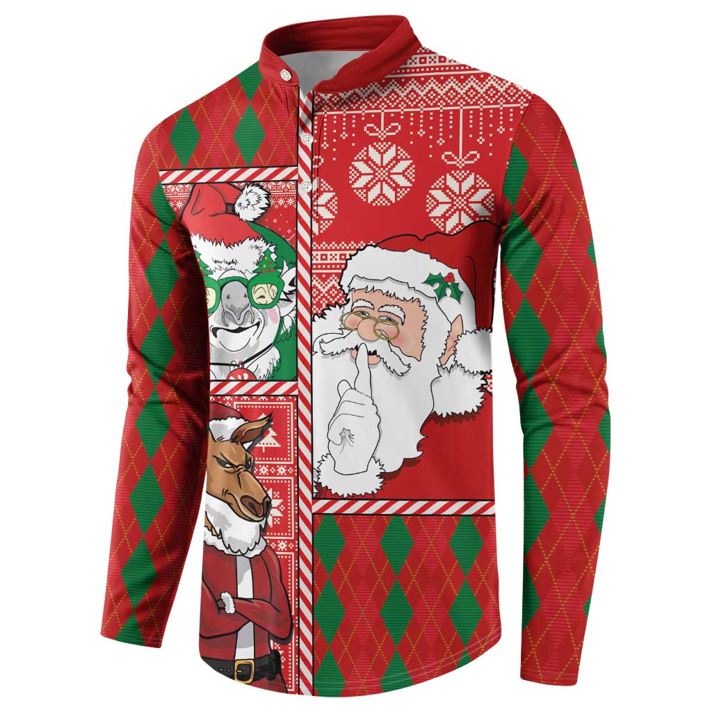 Australian Christmas Button Sweatshirt - Santa Koala Kangaroo and Holiday Cheer LT03 - Polynesian Pride