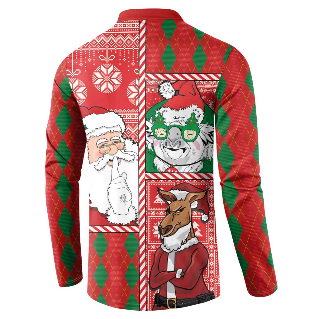 Australian Christmas Button Sweatshirt - Santa Koala Kangaroo and Holiday Cheer LT03 - Polynesian Pride
