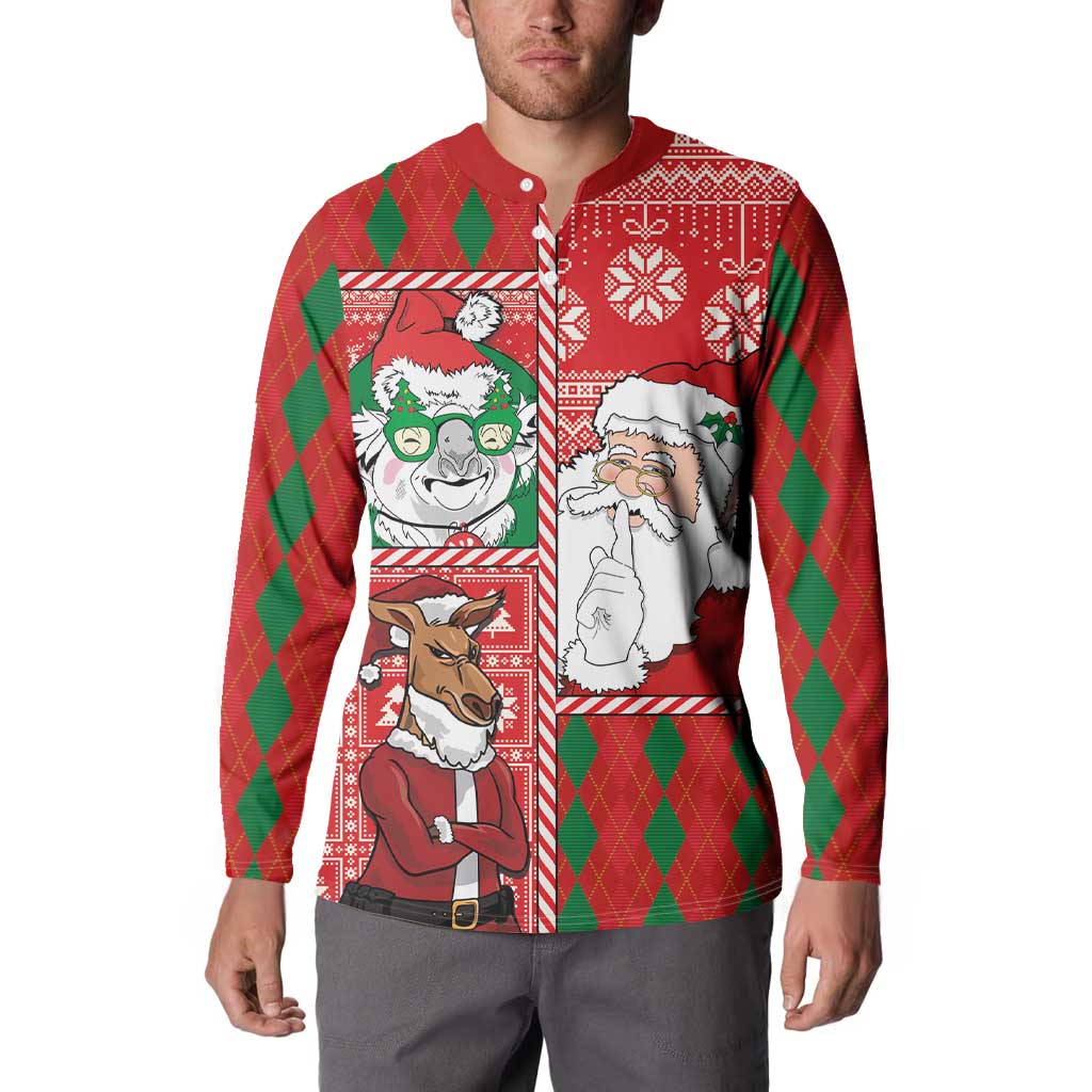 Australian Christmas Button Sweatshirt - Santa Koala Kangaroo and Holiday Cheer LT03 - Polynesian Pride