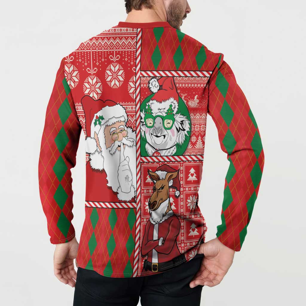 Australian Christmas Button Sweatshirt - Santa Koala Kangaroo and Holiday Cheer LT03 - Polynesian Pride