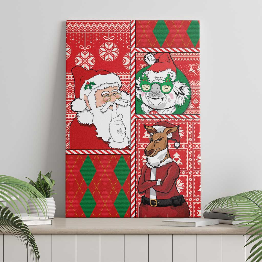 Australian Christmas Canvas Wall Art - Santa Koala Kangaroo and Holiday Cheer LT03 - Polynesian Pride