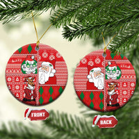 Australian Christmas Ceramic Ornament - Santa Koala Kangaroo and Holiday Cheer LT03 Circle Red - Polynesian Pride