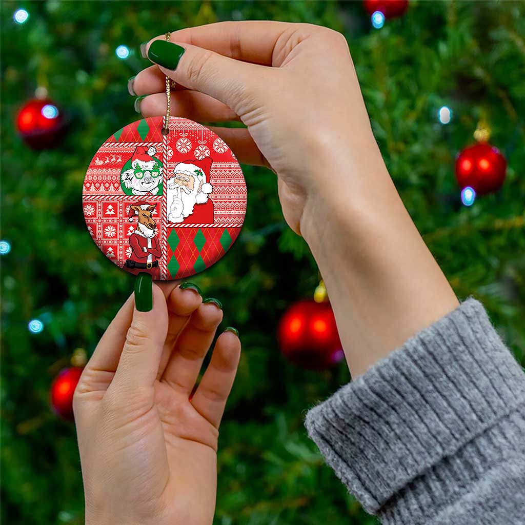 Australian Christmas Ceramic Ornament - Santa Koala Kangaroo and Holiday Cheer LT03 - Polynesian Pride