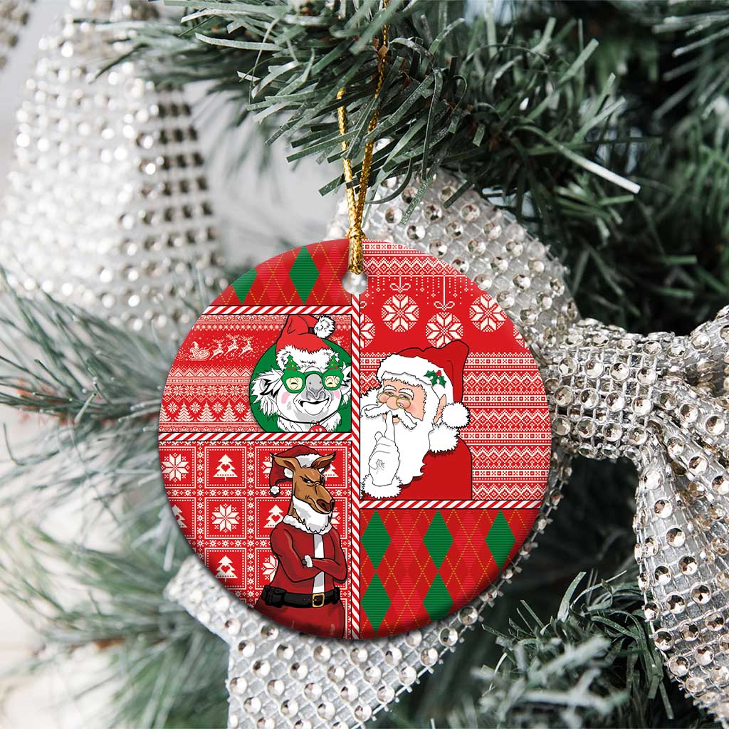 Australian Christmas Ceramic Ornament - Santa Koala Kangaroo and Holiday Cheer LT03 - Polynesian Pride