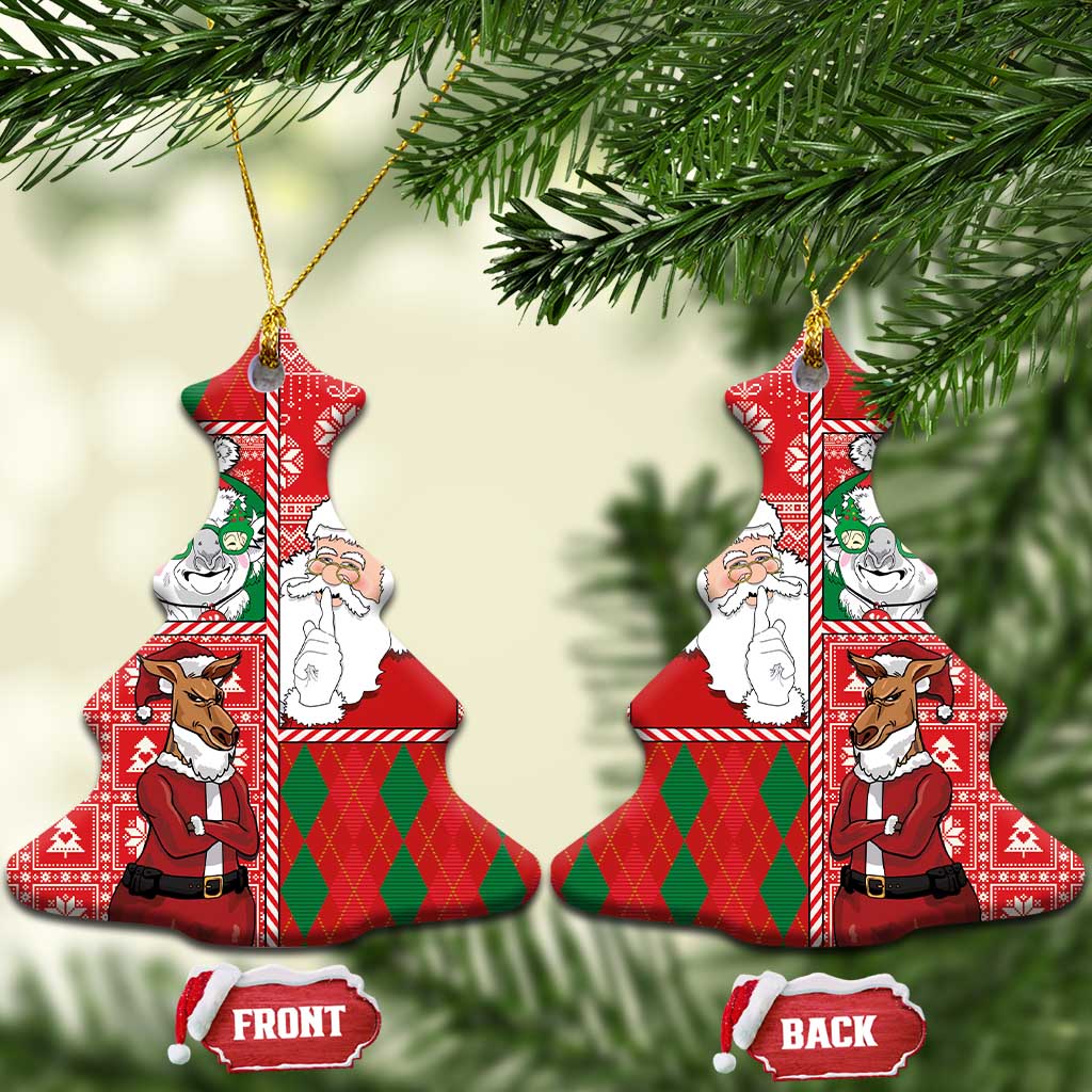 Australian Christmas Ceramic Ornament - Santa Koala Kangaroo and Holiday Cheer LT03 Christmas Tree Red - Polynesian Pride