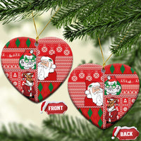 Australian Christmas Ceramic Ornament - Santa Koala Kangaroo and Holiday Cheer LT03 Heart Red - Polynesian Pride