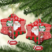 Australian Christmas Ceramic Ornament - Santa Koala Kangaroo and Holiday Cheer LT03 Snow Flake Red - Polynesian Pride