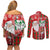 Australian Christmas Couples Matching Off Shoulder Short Dress and Long Sleeve Button Shirt - Santa Koala Kangaroo and Holiday Cheer