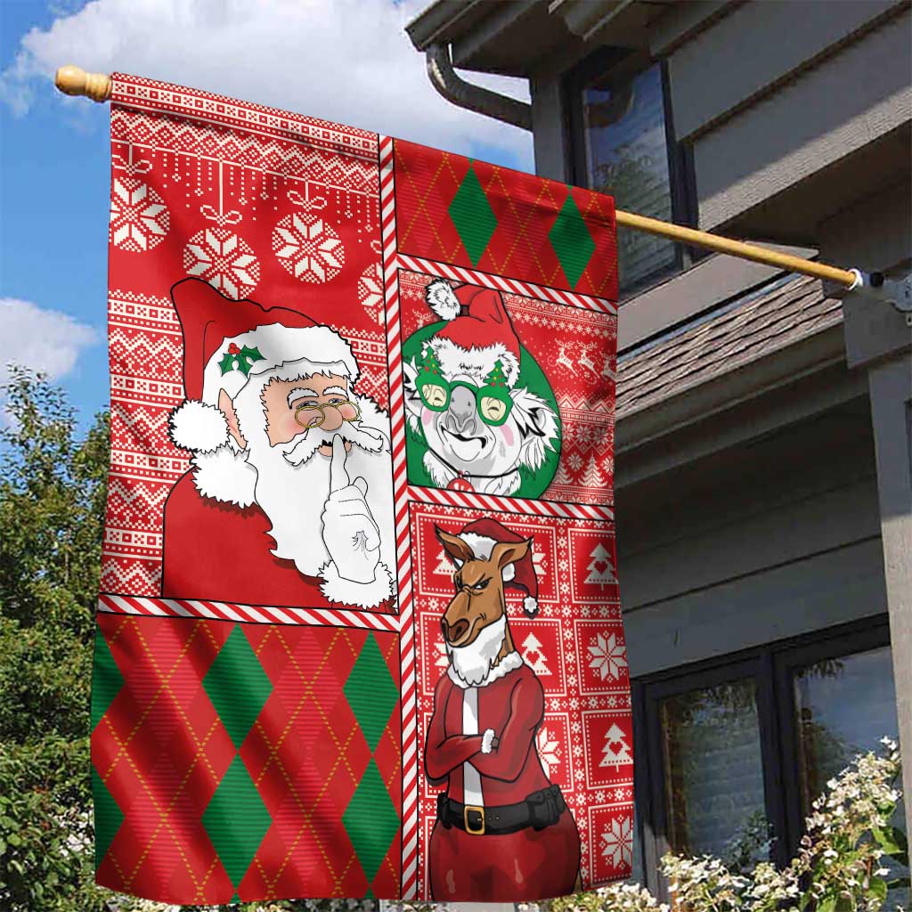Australian Christmas Garden Flag - Santa Koala Kangaroo and Holiday Cheer LT03 - Polynesian Pride