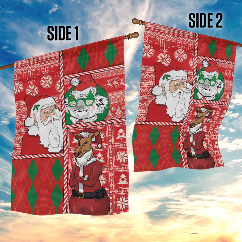Australian Christmas Garden Flag - Santa Koala Kangaroo and Holiday Cheer LT03 - Polynesian Pride