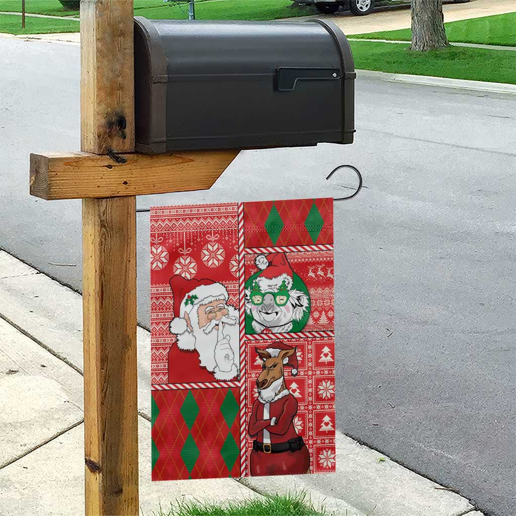 Australian Christmas Garden Flag - Santa Koala Kangaroo and Holiday Cheer LT03 - Polynesian Pride