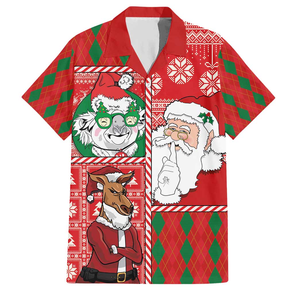 Australian Christmas Hawaiian Shirt - Santa Koala Kangaroo and Holiday Cheer LT03 Red - Polynesian Pride